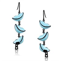 Quirky Zip Lip Sea Blue Epoxy Dangle Earrings