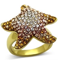 Whimsy Multi-color Topaz Starfish 14k Gold Pl Ring