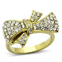 Festive White Sapphire Bow 14k Gold Pl Ring