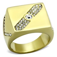 Striking White Sapphire 14k Gold Pl Men's Ring