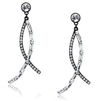 Pretty White Sapphire Gunmetal Ip Earrings