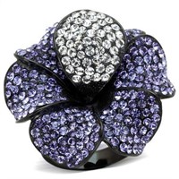 Flashy Tanzanite Flower Black Ip Ring