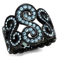 Swirly Aquamarine Black Plated Ring