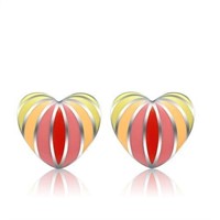 Retro Style Epoxy Heart High Polish Stud Earrings