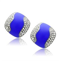 Stylish White Sapphire Blue Epoxy Earrings