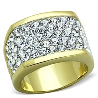 Pave White Sapphire 14k Gold Plated Ring