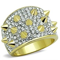 Spiky White Sapphire 14k Gold Ip Ring