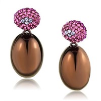 Pave Pink Topaz Coffee Tone Earrings