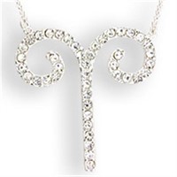 Zodiac Aries White Sapphire Pendant Necklace
