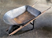 Metal Wheelbarrow w Wood Handles