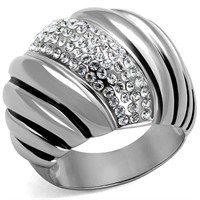 Trendy White Sapphire High Polish Fashion Ring