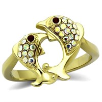 Adorable Multi-color Topaz Dolphins Ring