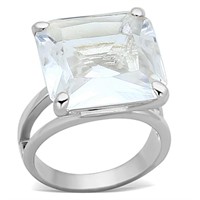Large Square Clear Glass Solitaire Ring