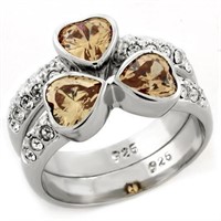 Intriguing Smoky Topaz  Hearts White Sapphire Ring