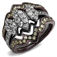 Unique Simulated Diamond Two-tone Ring Set