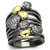 Trendy Simulated Diamond Heart Ring Set (3)