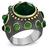 Round 6.84ct  Emerald Reverse Two-tone Ring