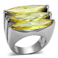 Stylish 3 Marquise Yellow Topaz Ring