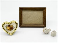 Small Wooden Picture Frame, Heart Frame, Bird & Eg