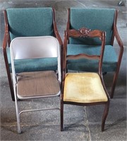 (4) Chairs Lot - 1 Folding, 1 Elegant, 2 Office