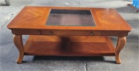 Solid Wood Coffee Table w Glass Insert