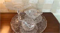 Floral Glass Platter Set