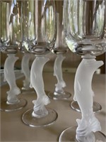 Bayel Crystal E & R France Frosted Dolphin Glass
