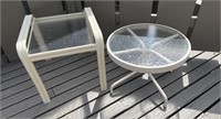 Two glass top patio tables