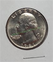 1981 GEM BU Quarter from US Mint Set