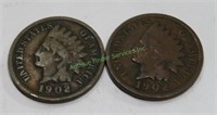 (2) 1902 Indian Head Cents