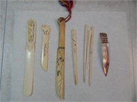 Antique & Vntg Carved Bone Items Asian & more