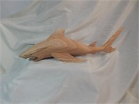 Large Carved Suar Wood Great White Shark NICE