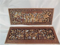 Antique Chinese Carved Wood Panels Immortals