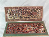 Pair of Antique Chinese Carved Wood Panels