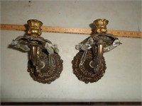 Pair of Metal Candle Wall Sconces