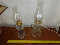 Pair of Electrified Kerosene Lamps