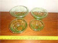 Set of 4 Green Depression Glass Mixing Bowls