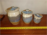Set of 3 Morgan Pottery Canisters