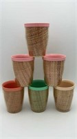 Burlap Raffia Ware 6 tumblers