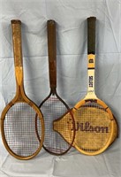 3 vtg. tennis rackets