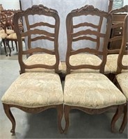 Carved Wood Open Back Dining Chairs