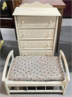 Doll Bed and Child's Four Drawer Chest