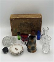 Cleanup- Ruby pitcher, crystal, cigar box, etc.