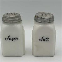 Antique glass sugar & salt shakers