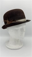 Vtg. feather derby hat size 6 5/8"