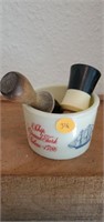 Shaving brushes with cup and lather