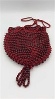 Vtg. red beaded flapper girl purse