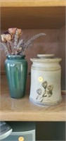 Pottery jar with lid and vase - living room