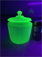 Green Depression Vaseline Jar