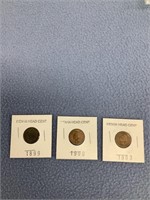 3 Indian Head Pennies